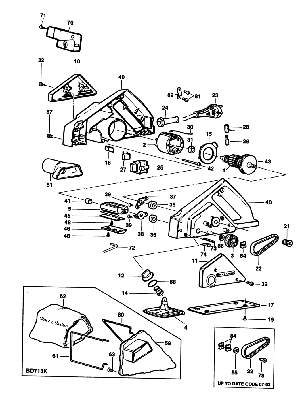 Black & Decker BD713 Type 1 Planer Spare Parts