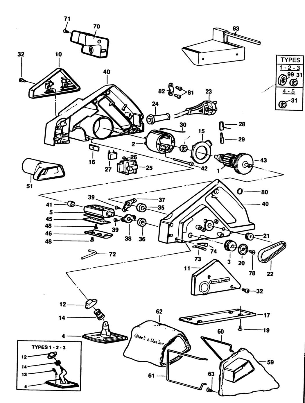 Black & Decker BD720 Type 1 Planer Spare Parts