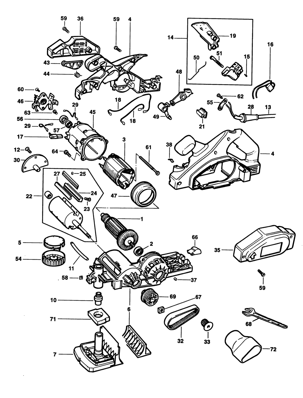 Black & Decker BD725 Type 1 Planer Spare Parts