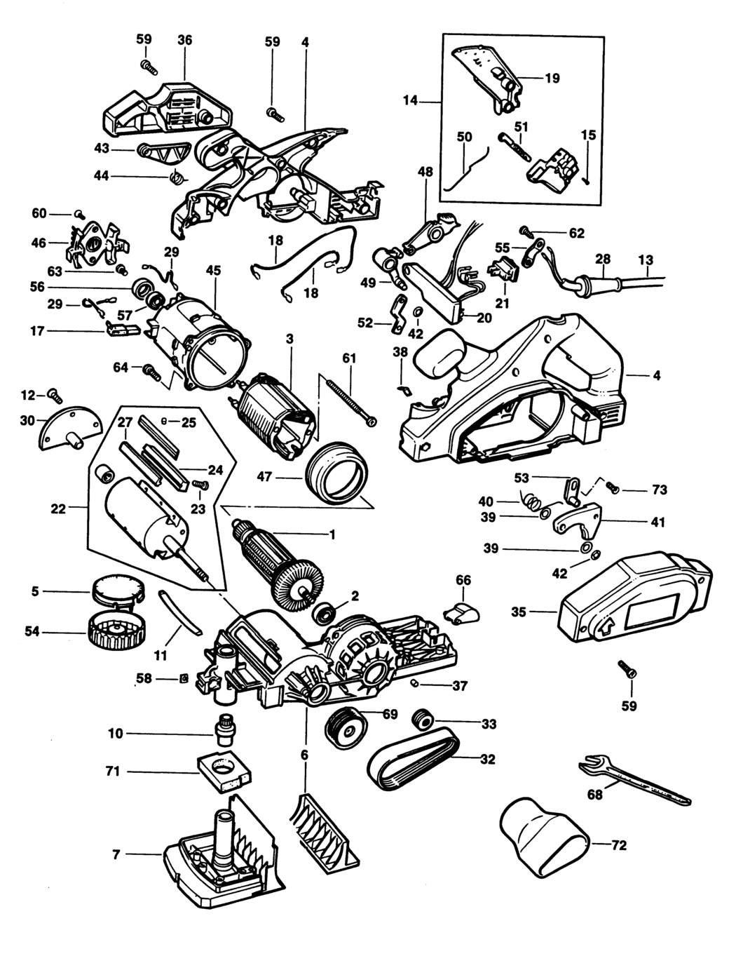 Black & Decker BD735E Type 1 Planer Spare Parts