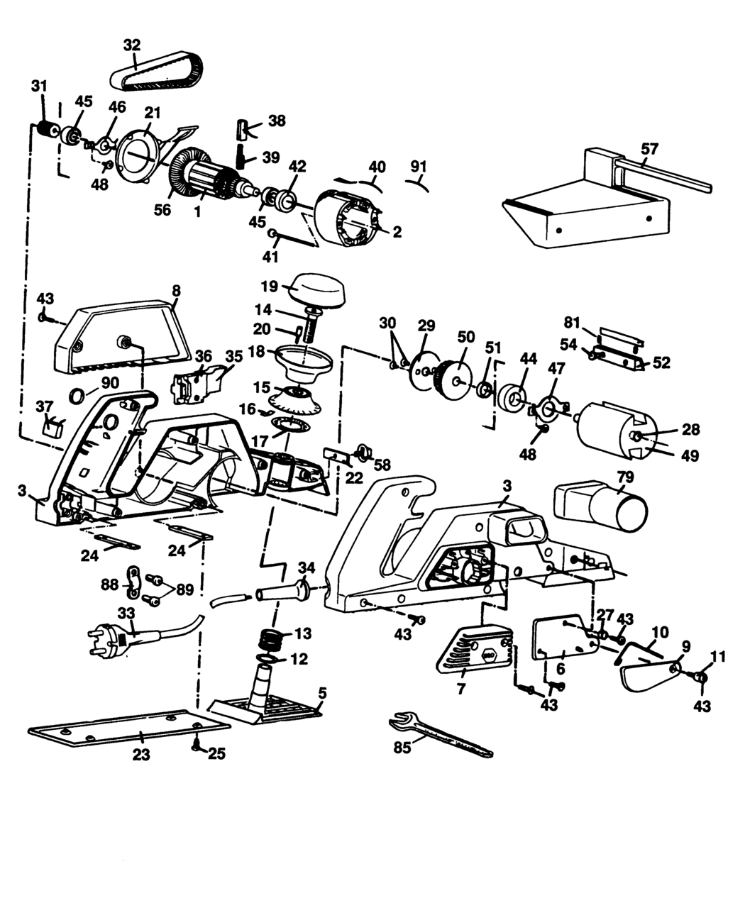 Black & Decker BD750 Type 1 Planer Spare Parts