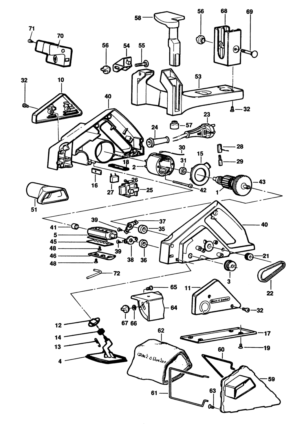 Black & Decker DN730 Type 1 Planer Spare Parts