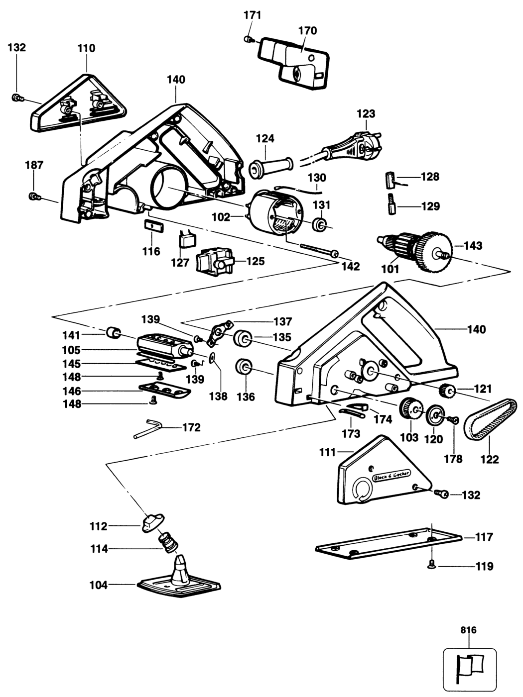 Black & Decker KW711 Type H2A Planer Spare Parts