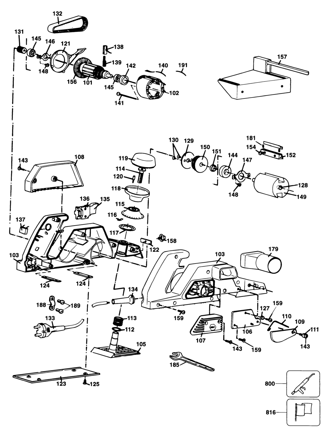 Black & Decker KW750 Type 3 (H2A) Planer Spare Parts