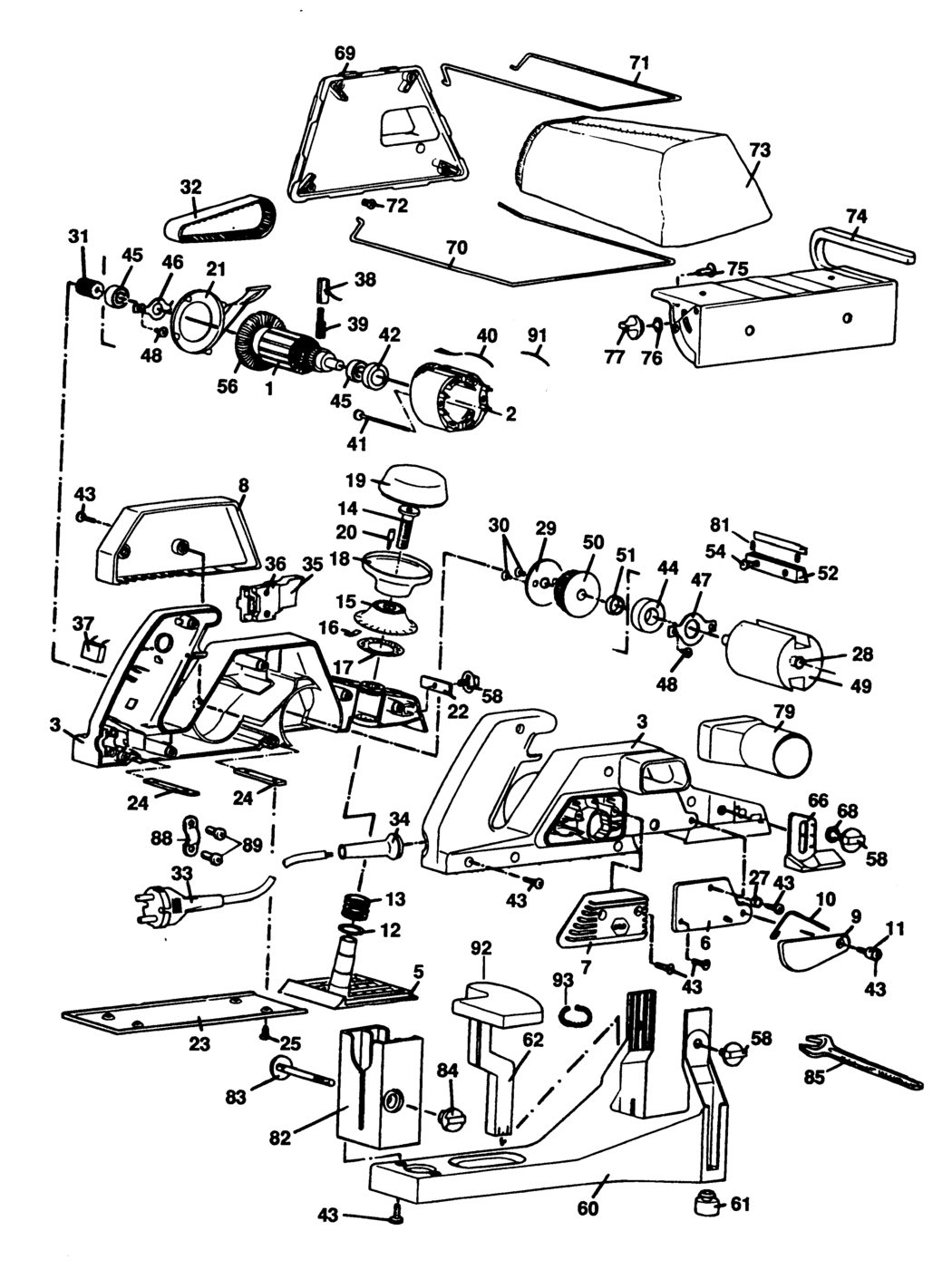 Black & Decker SR600 Type 1 Planer Spare Parts