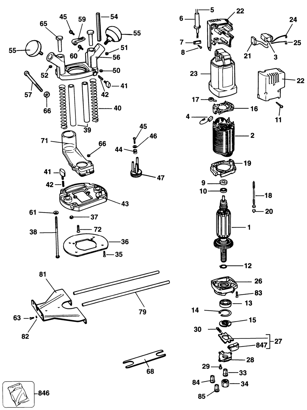 Black & Decker BD779 Type 1 Router Spare Parts