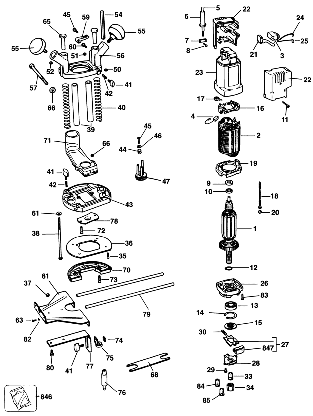 Black & Decker BD780 Type 1 Router Spare Parts