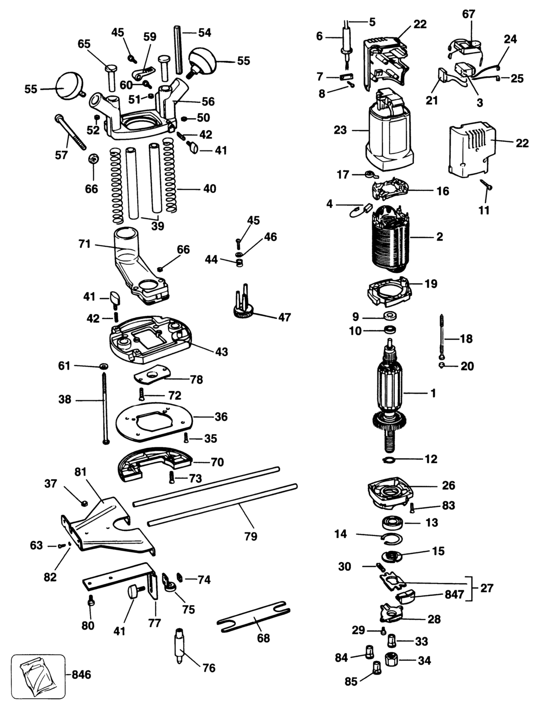 Black & Decker BD780E Type 1 Router Spare Parts