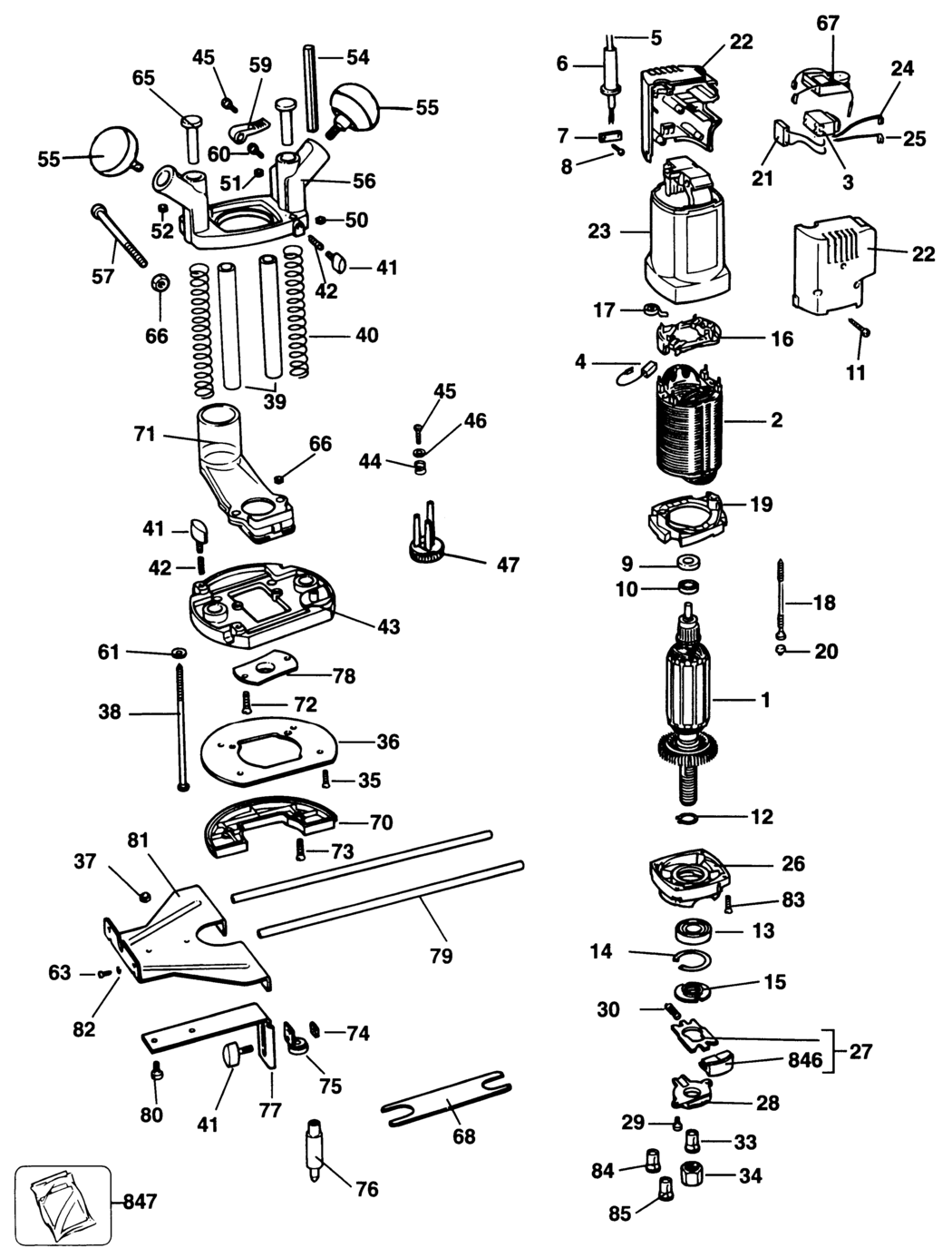 Black & Decker BD780E Type 2 Router Spare Parts