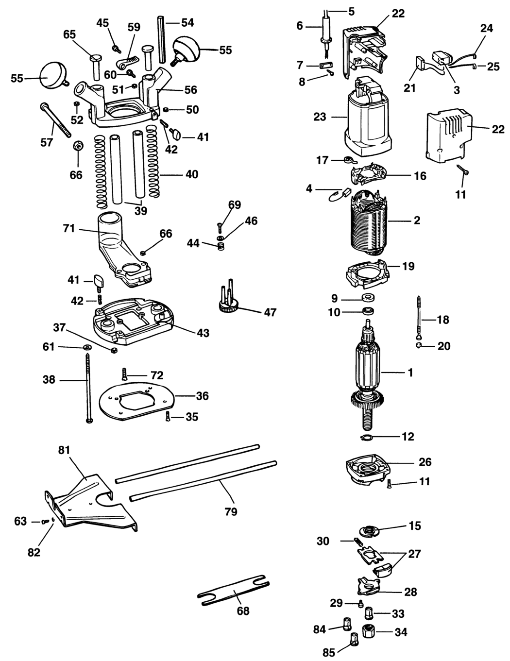 Black & Decker KW779 Type 1 Router Spare Parts