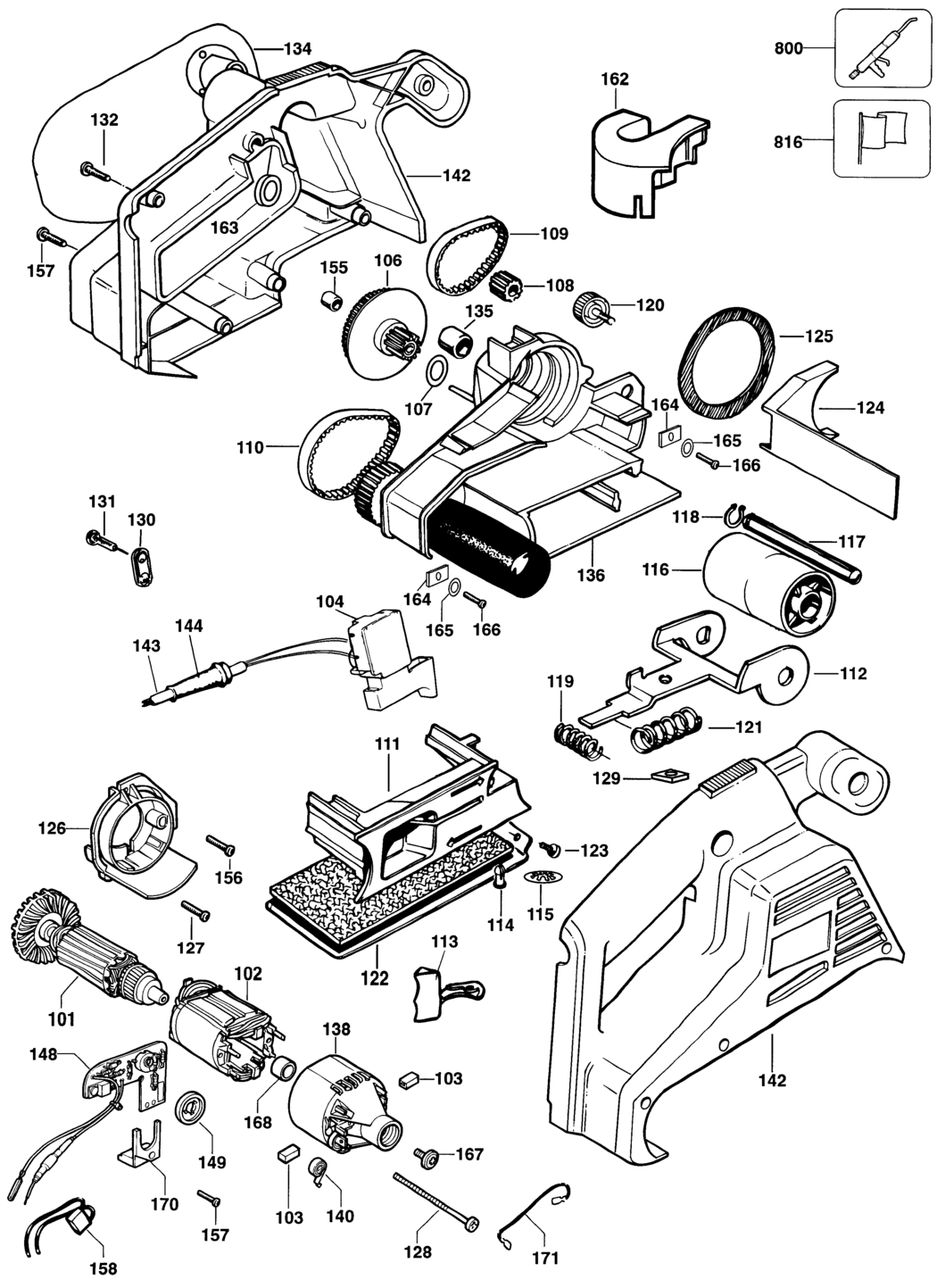 Black & Decker KA75E Type 1A - 1B Belt Sander Spare Parts