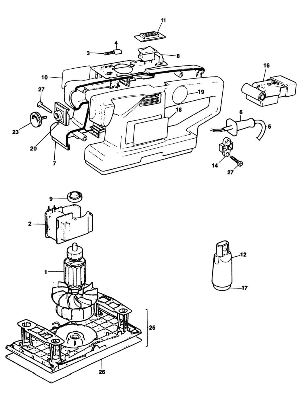 Black & Decker BD180E Type 1 Orbital Sander Spare Parts