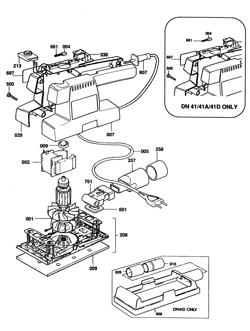 Black & Decker DN41A Type 1 Sander Spare Parts