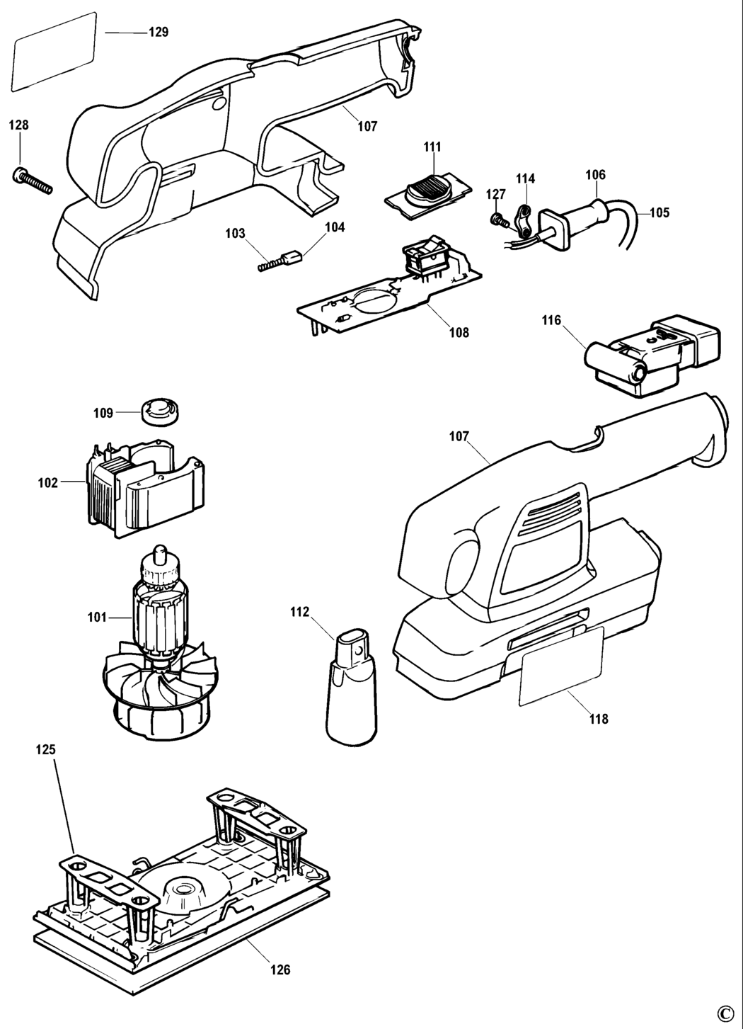 Black & Decker KA175 Type 1 Sander Spare Parts