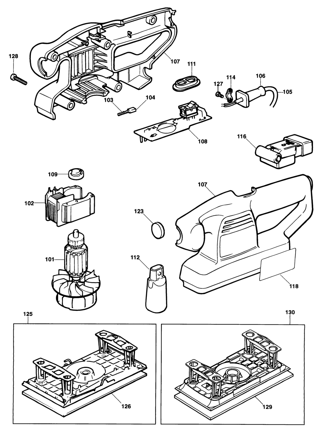 Black & Decker KA180 Type 1 Sander Spare Parts