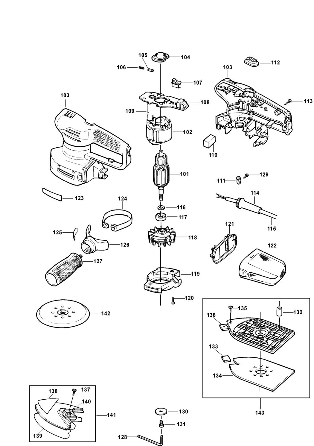 Black & Decker KA200 Type 1 Sander Spare Parts