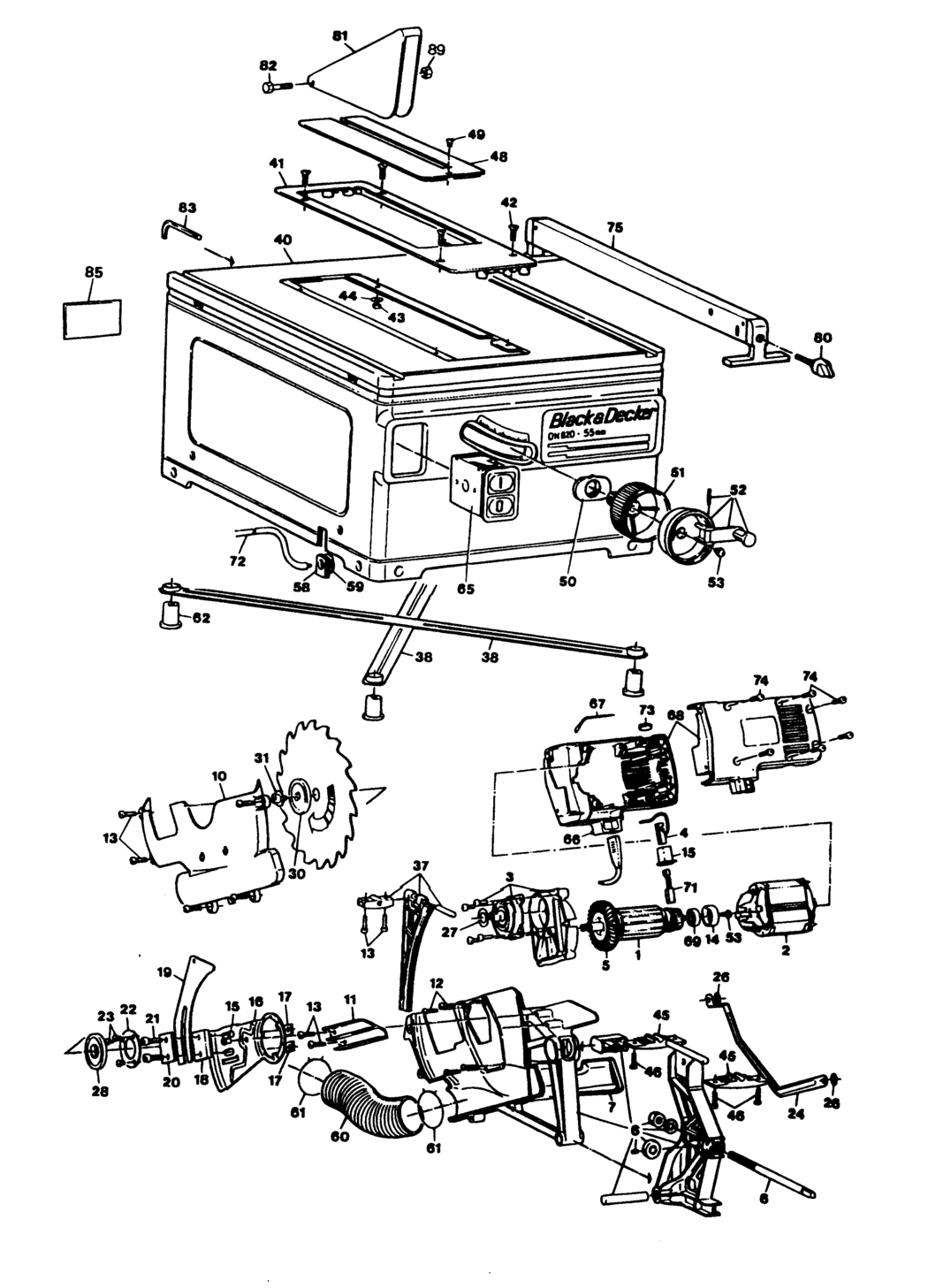 Black & Decker DN820 Type 1 Bench Saw Spare Parts