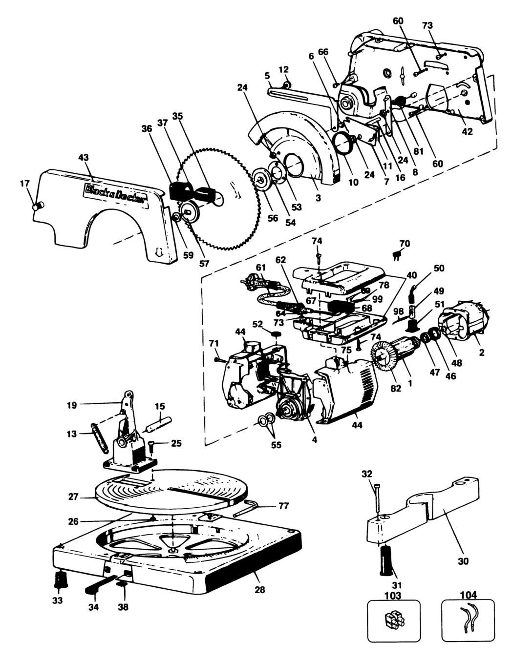 Black & Decker DN800 Type 1 Mitre Saw Spare Parts