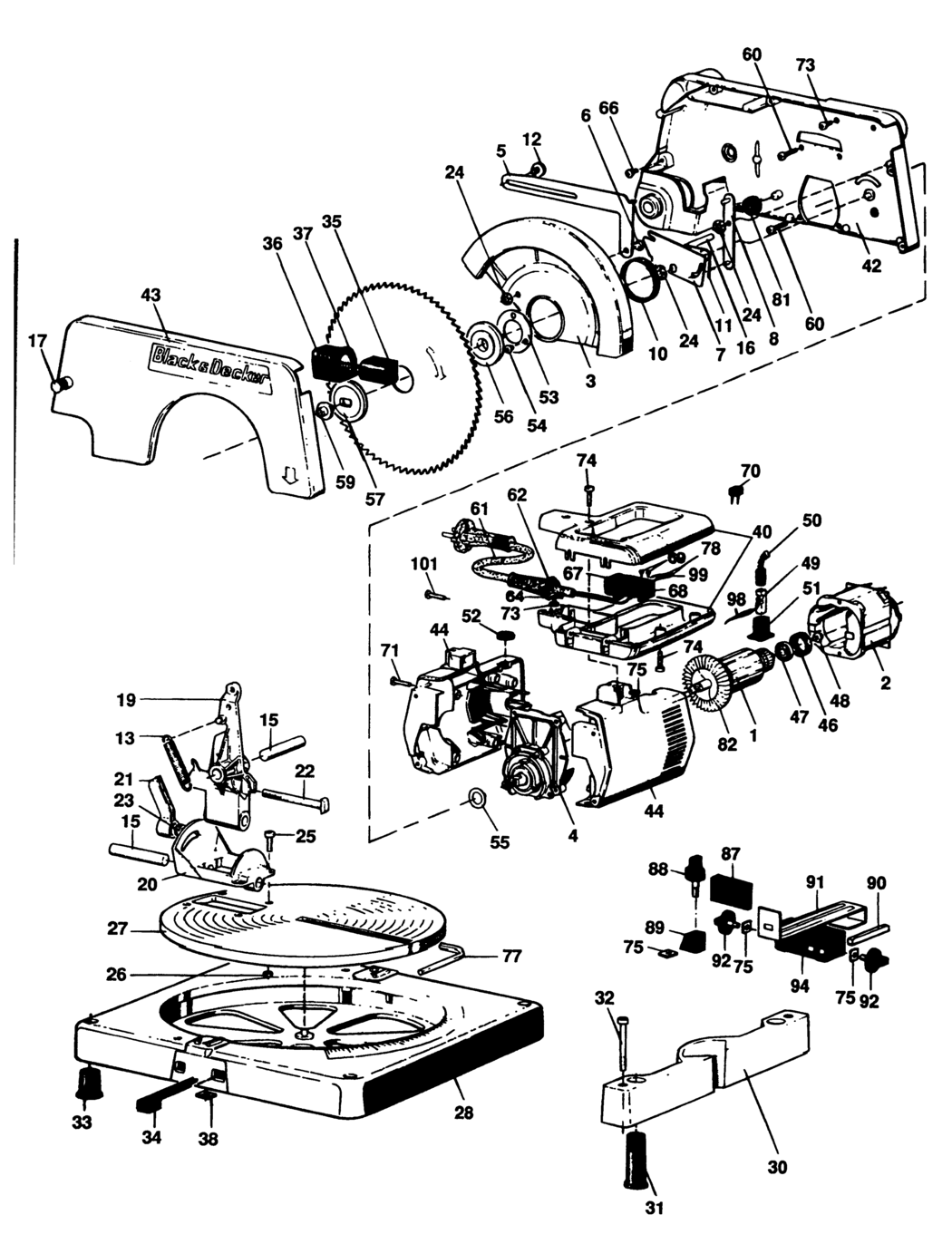 Black & Decker DN810 Type 1 Mitre Saw Spare Parts