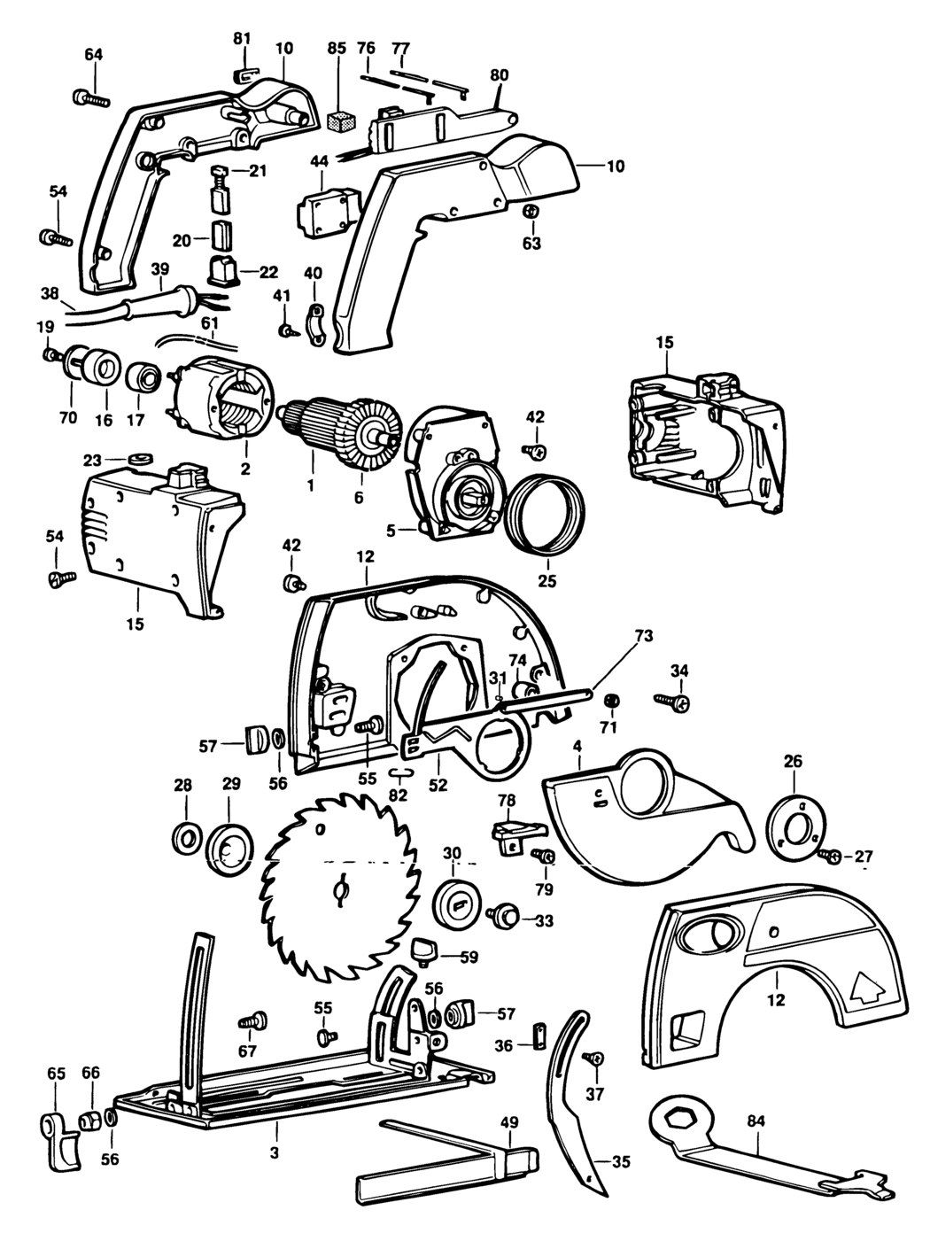 Black & Decker BD865E Type 1 Circ. Saw Spare Parts