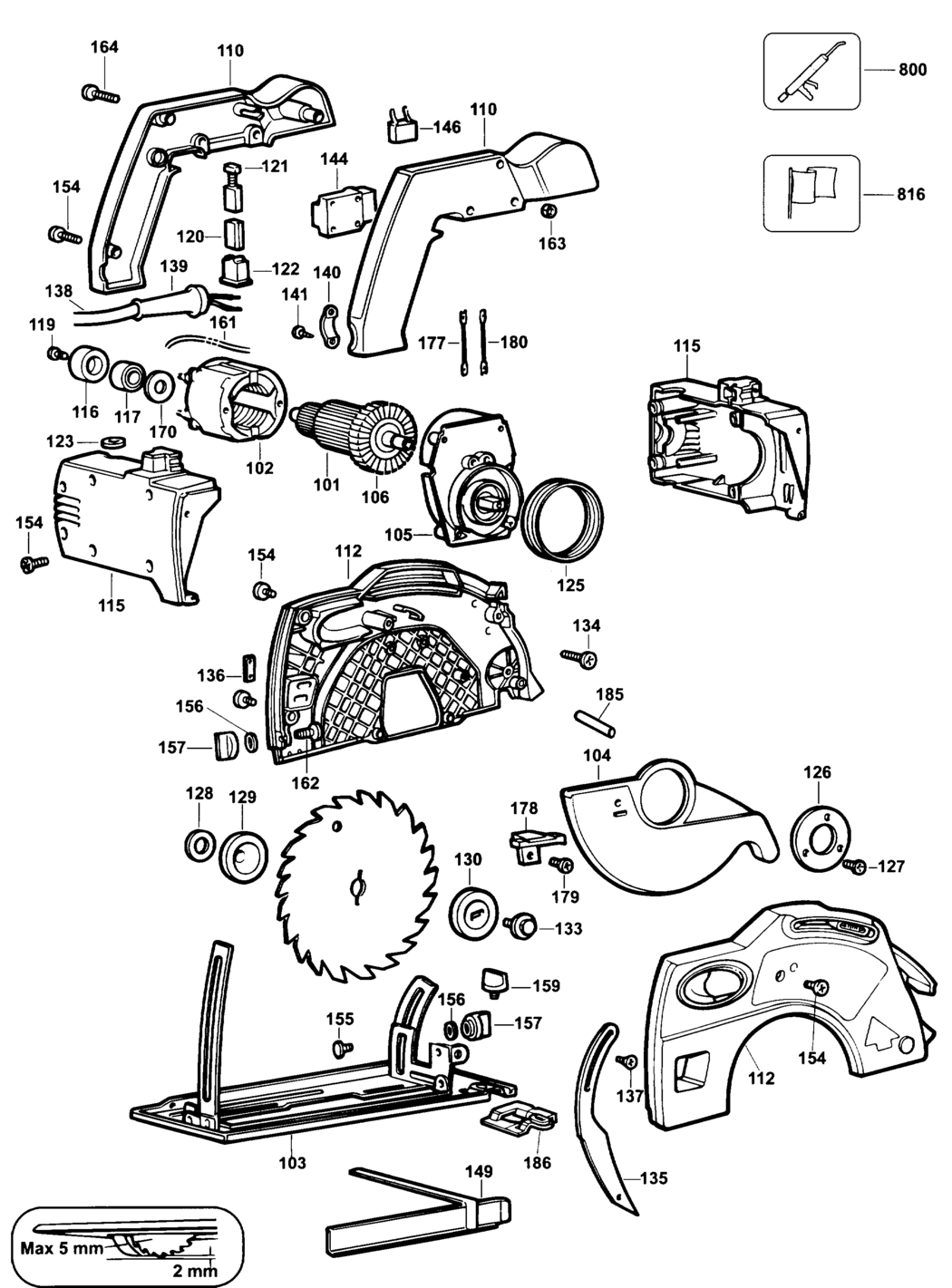 Black & Decker KS846N Type 1 Circular Saw Spare Parts