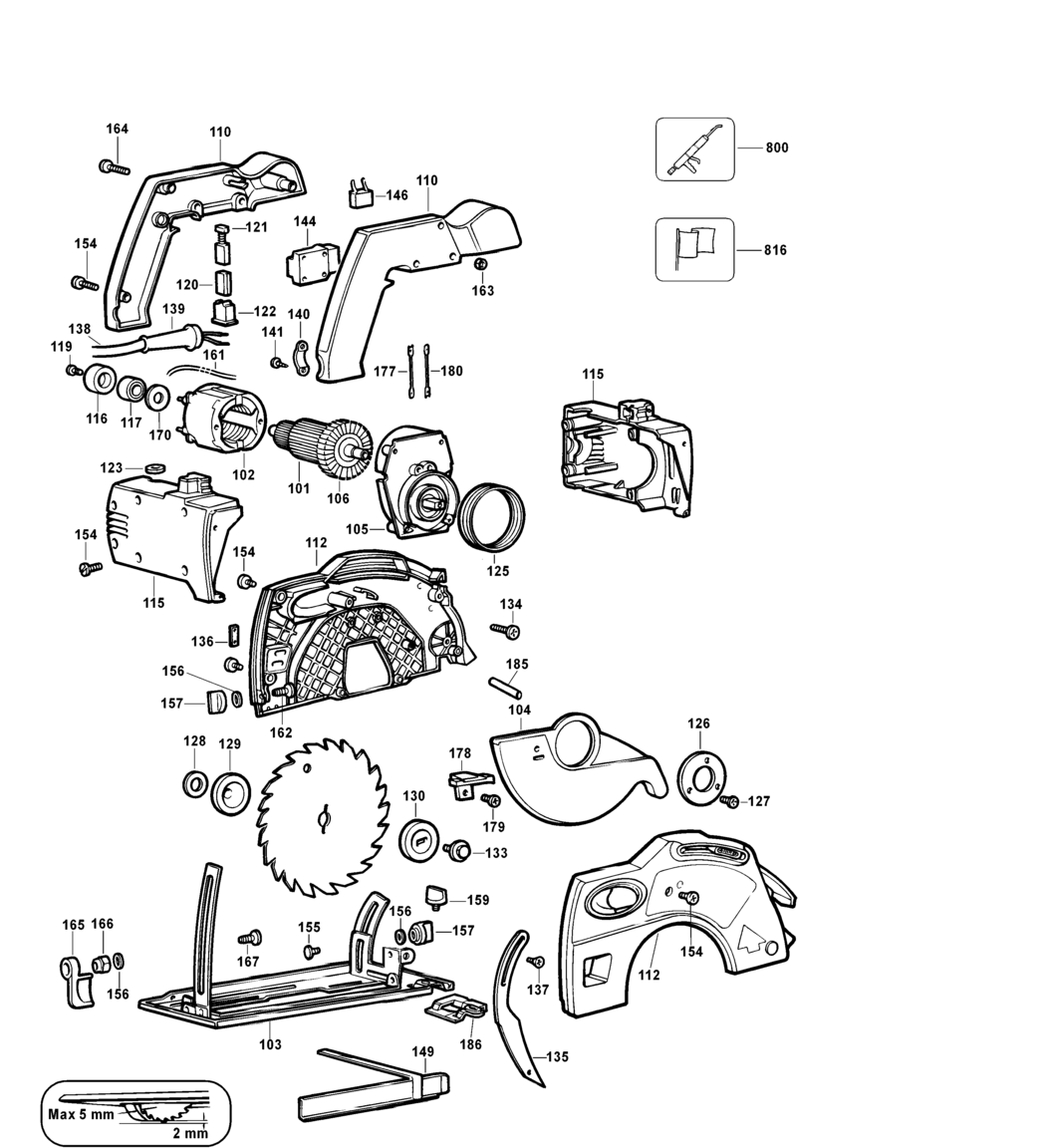 Black & Decker KS855N Type 1 Circular Saw Spare Parts