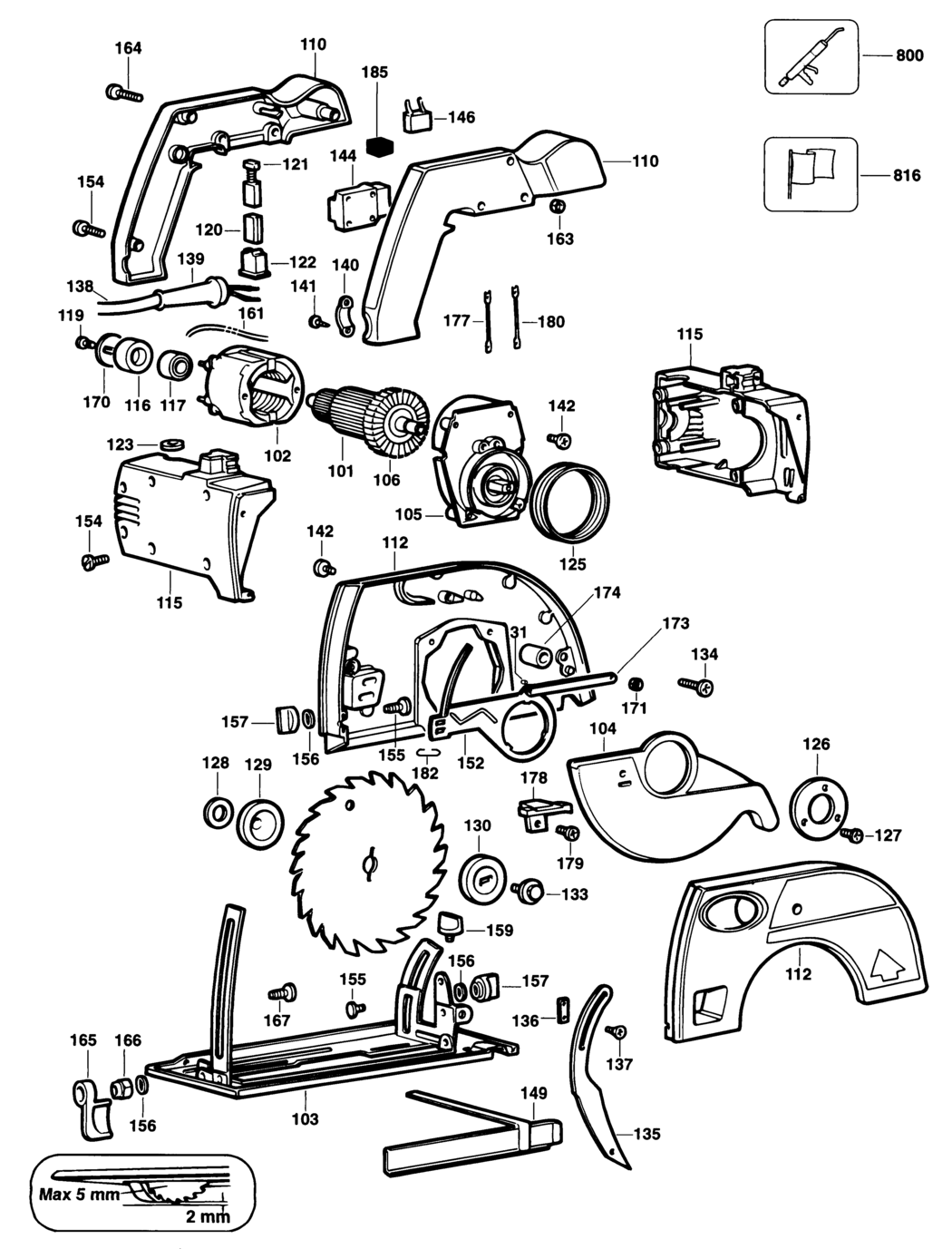 Black & Decker KS864 Type 1 Circular Saw Spare Parts