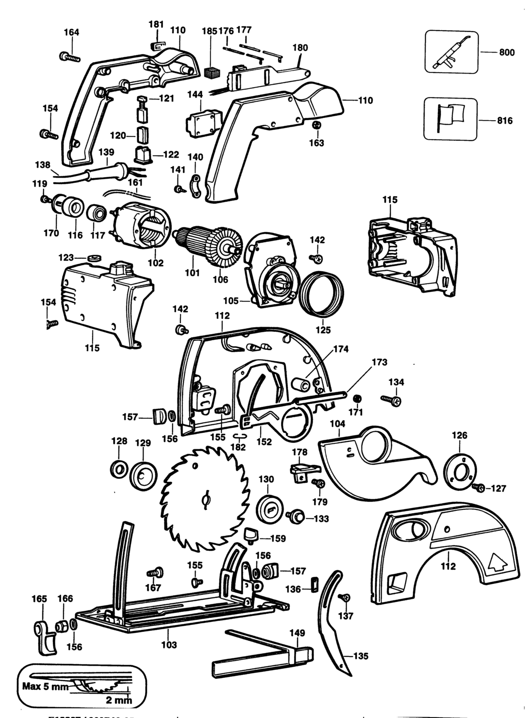 Black & Decker KS865E Type 1 Circ. Saw Spare Parts