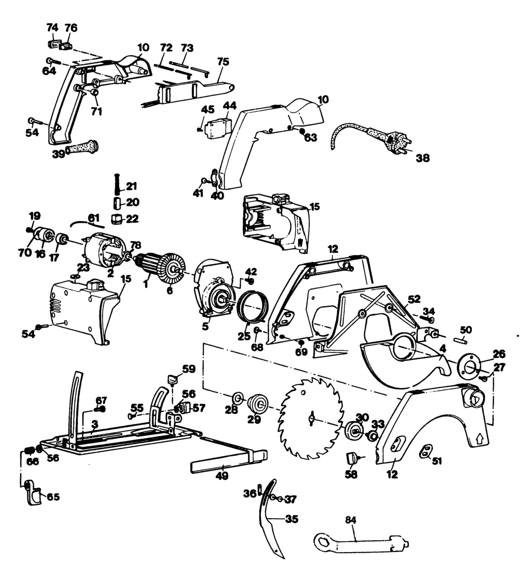 Black & Decker SR352E Type 1 Saw Spare Parts