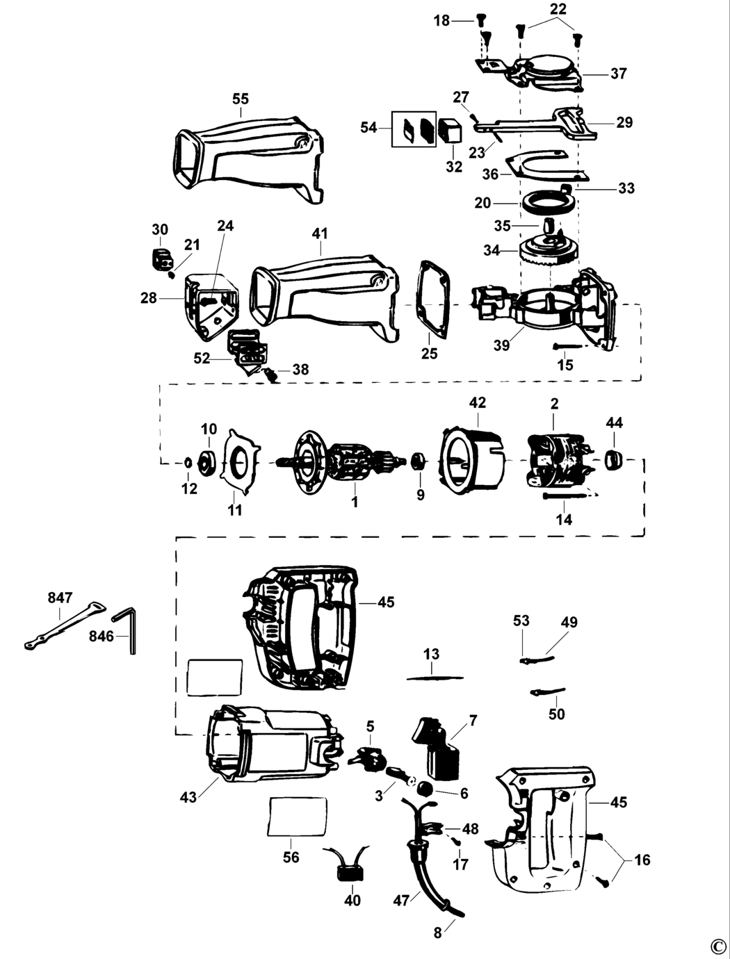 Black & Decker KS575E Type 100 Cut Saw Spare Parts