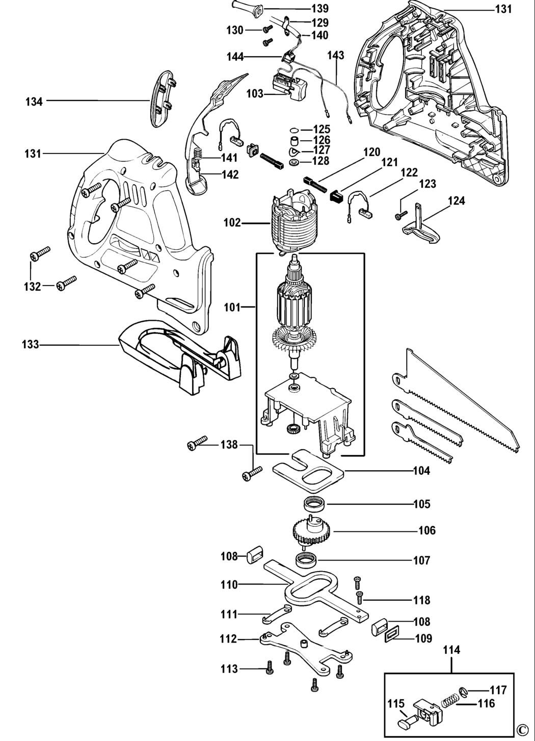 Black & Decker KS890E Type 1 Saw Spare Parts