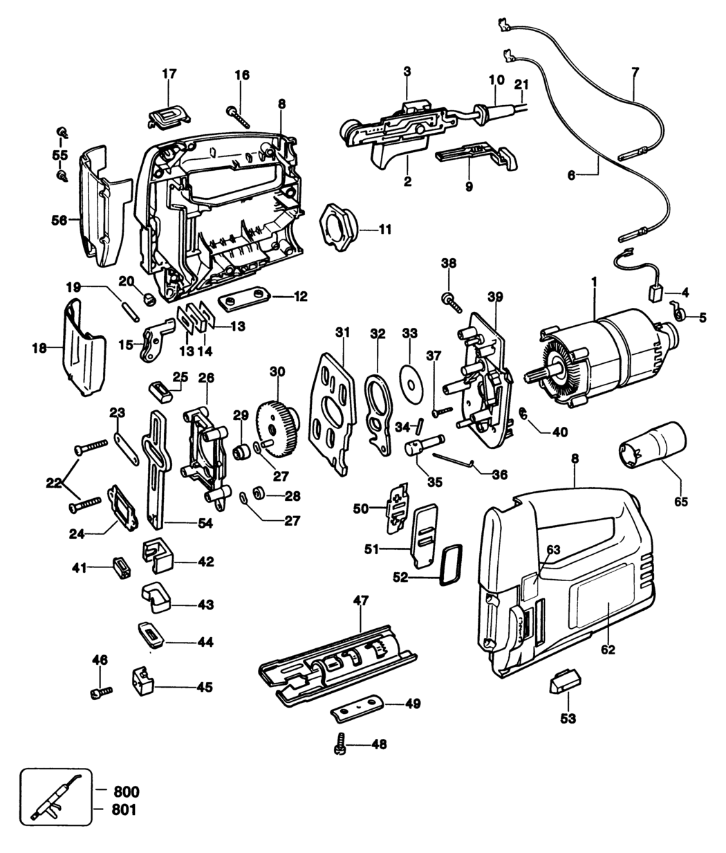 Black & Decker BD765PE Type 1 Jigsaw Spare Parts