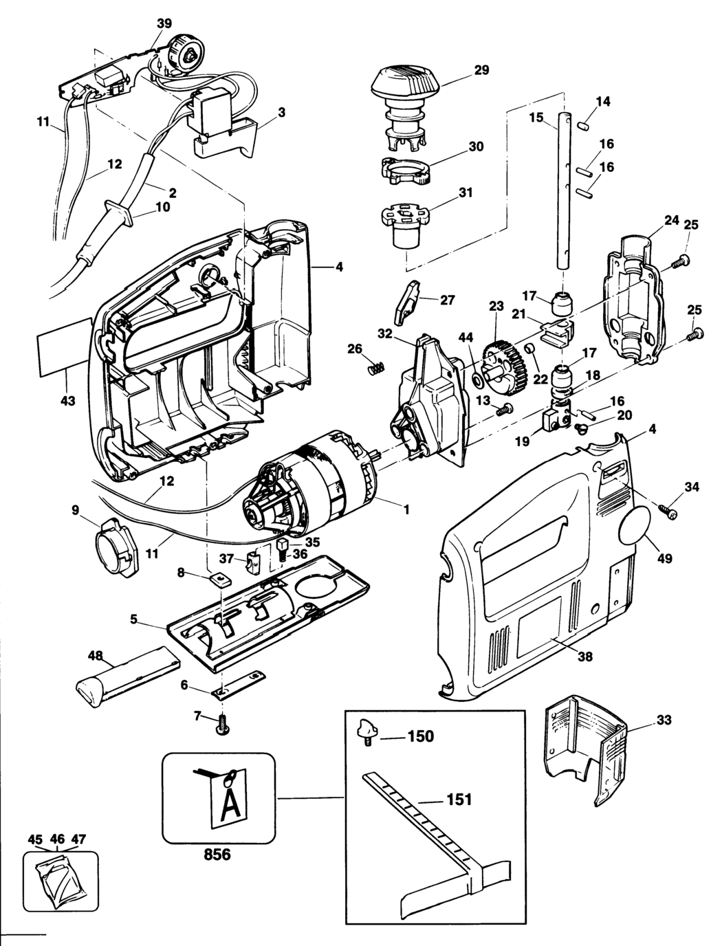 Black & Decker DN630SE Type 1 Jigsaw Spare Parts