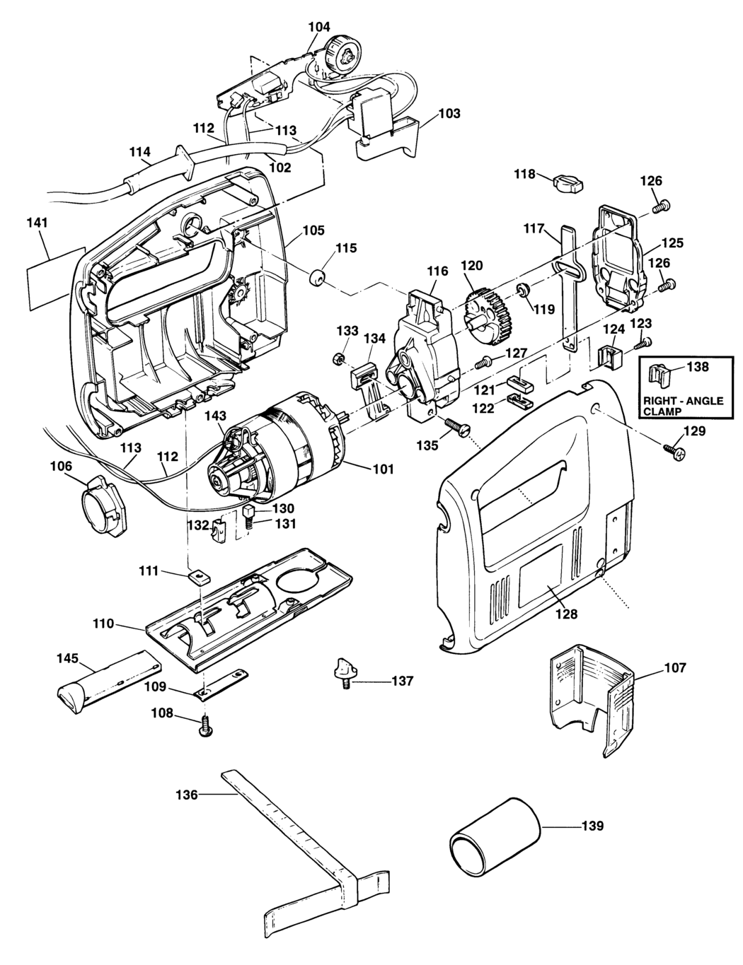 Black & Decker KS532E Type 1 Jigsaw Spare Parts