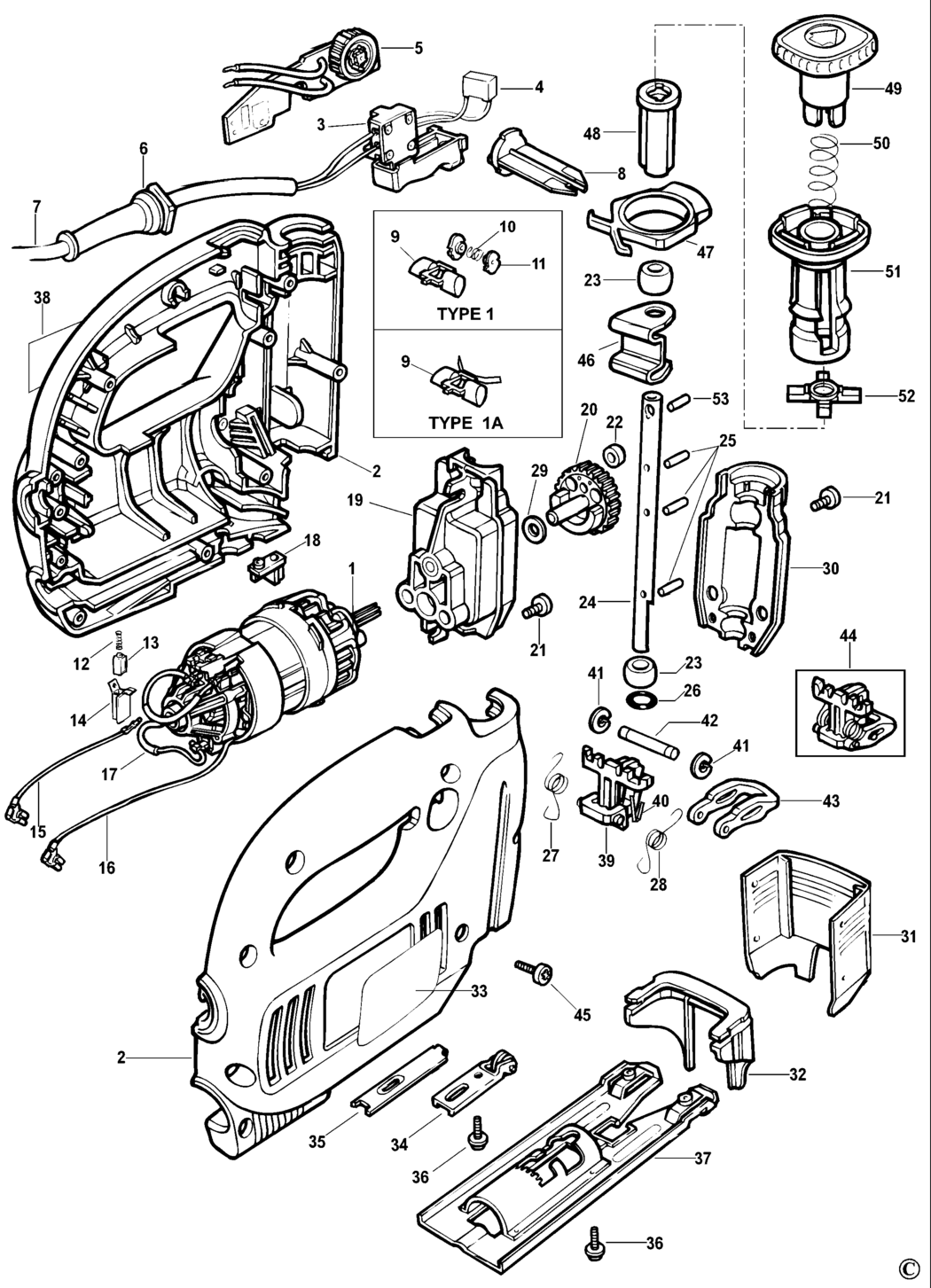 Black & Decker KS634S Type 1 Jigsaw Spare Parts