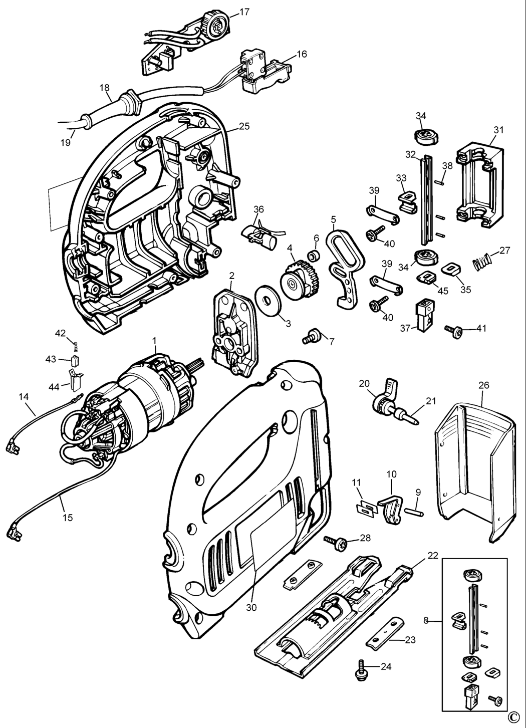 Black & Decker KS654PE Type 1 Jigsaw Spare Parts