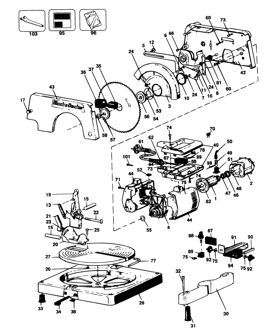 Black & Decker SR700 Type 1 Mitre Saw Spare Parts