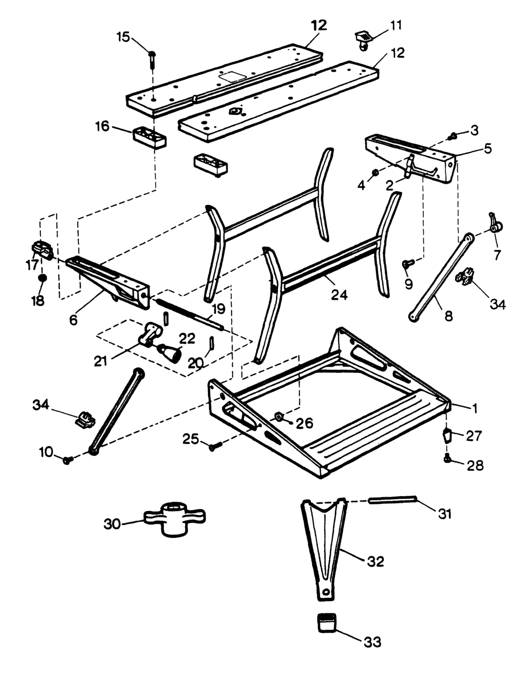 Black & Decker WM536C Type 1 Workmate Spare Parts