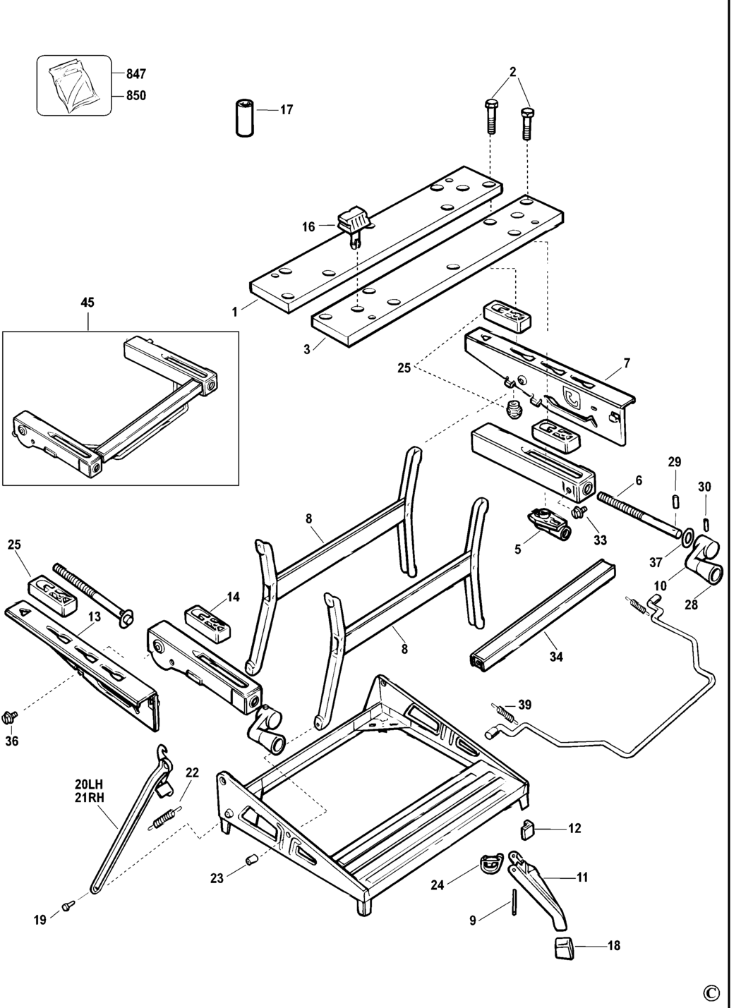 Black & Decker WM550 Type 11 Workmate Spare Parts