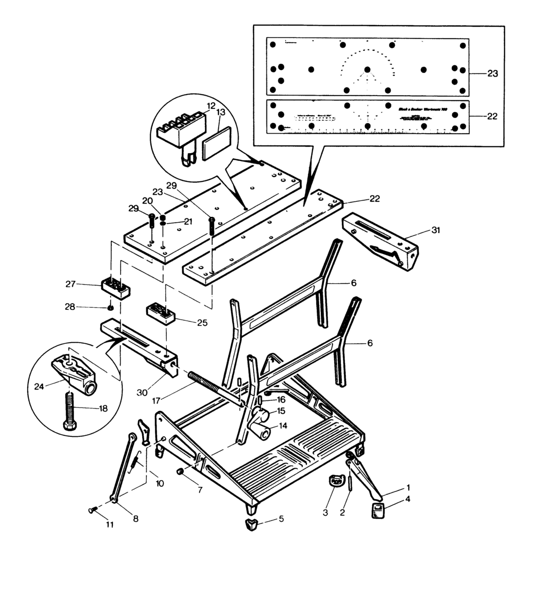 Black & Decker WM700 Type 1 Workmate Spare Parts