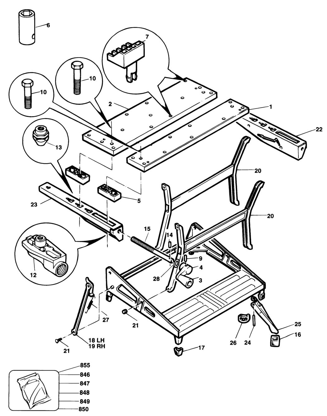 Black & Decker WM747 Type 1 Workmate Spare Parts