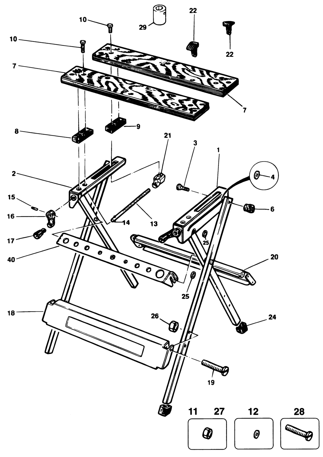 Black & Decker X40000 Type 1 Workmate Spare Parts