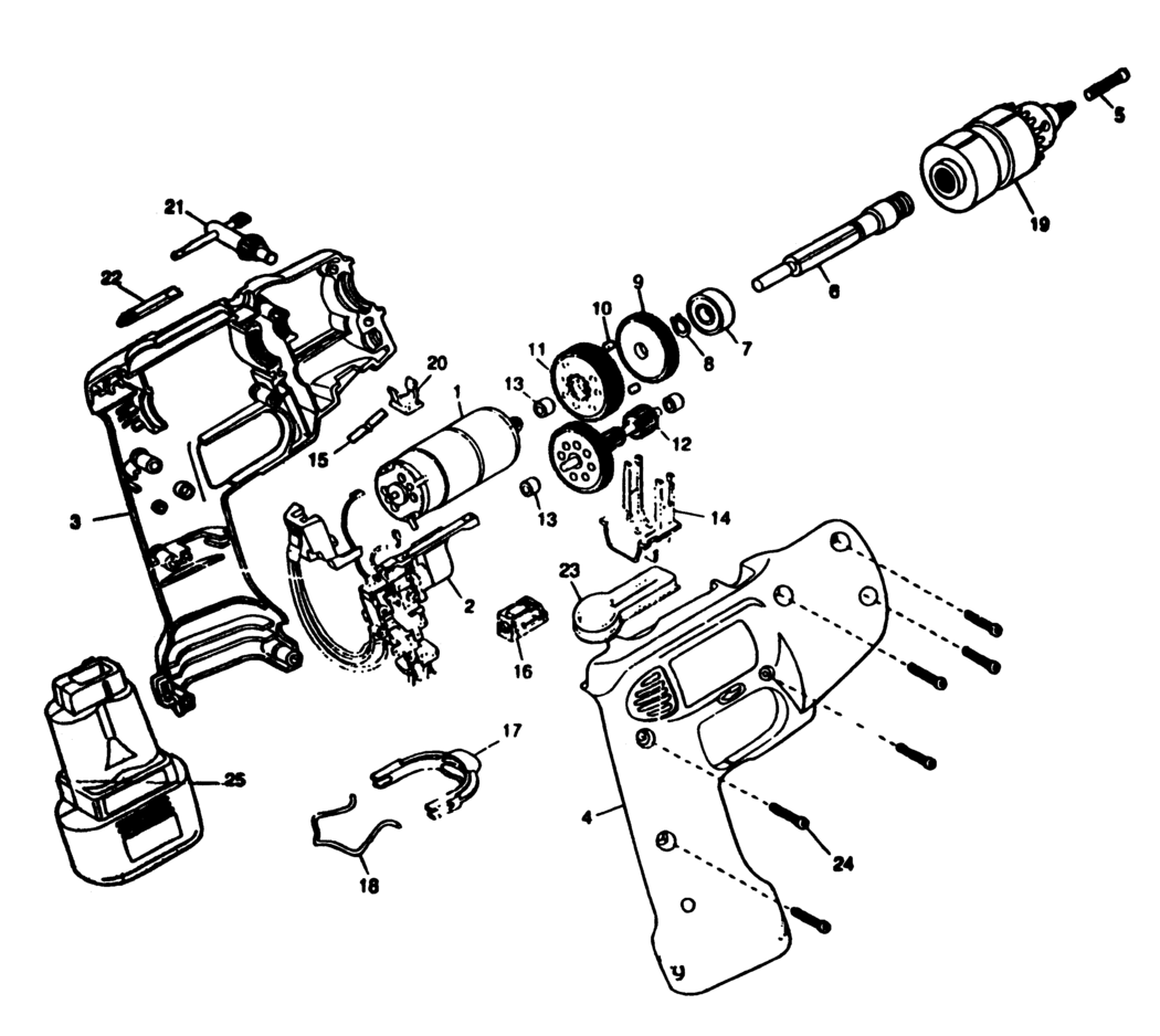 Black & Decker 1923 Type 1 Cordless Drill Spare Parts