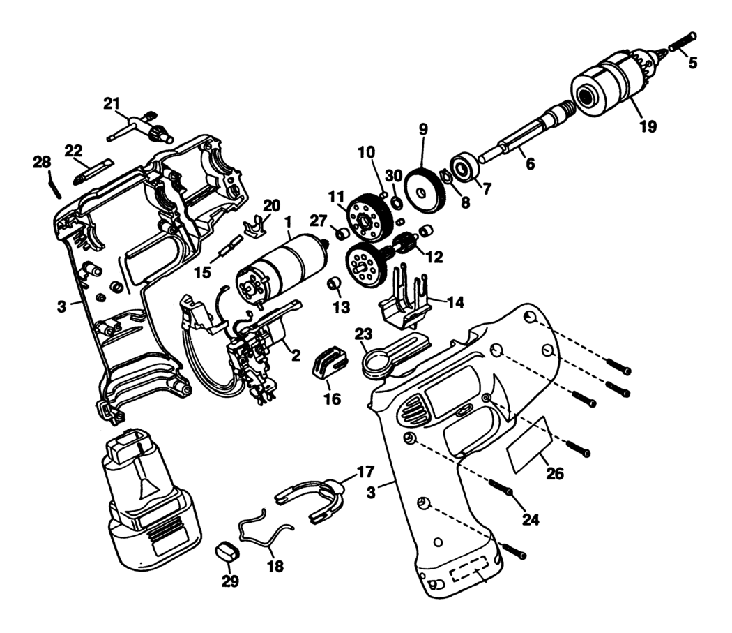 Black & Decker 1963 Type 1 Cordless Drill Spare Parts