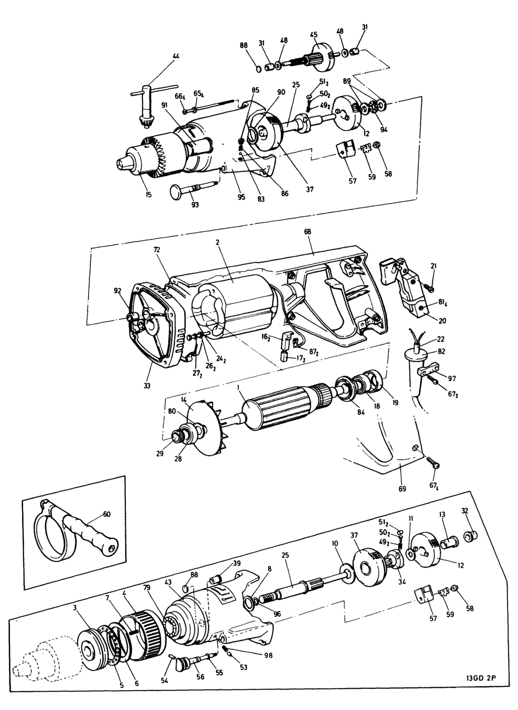 Black & Decker 13GD2P Type 1 Drill Spare Parts