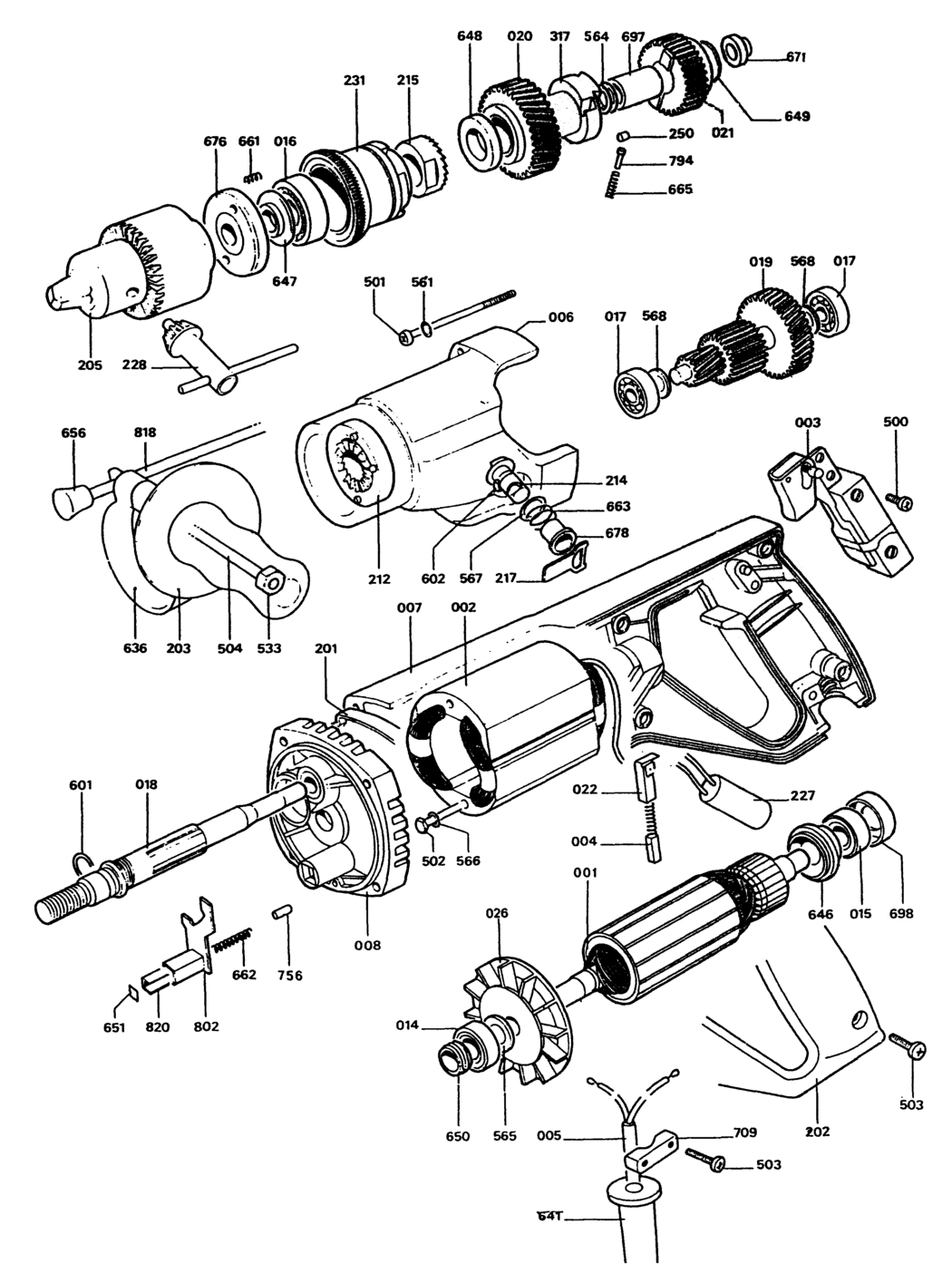 Black & Decker 13HG2P Type 2 Drill Spare Parts