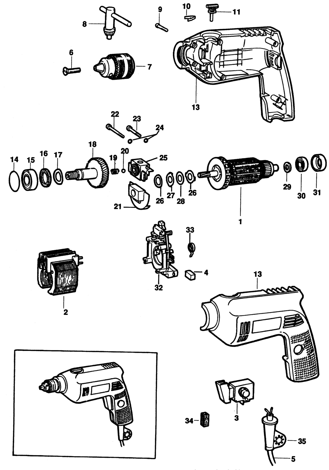 Black & Decker 2269 Type 1 Drill Spare Parts