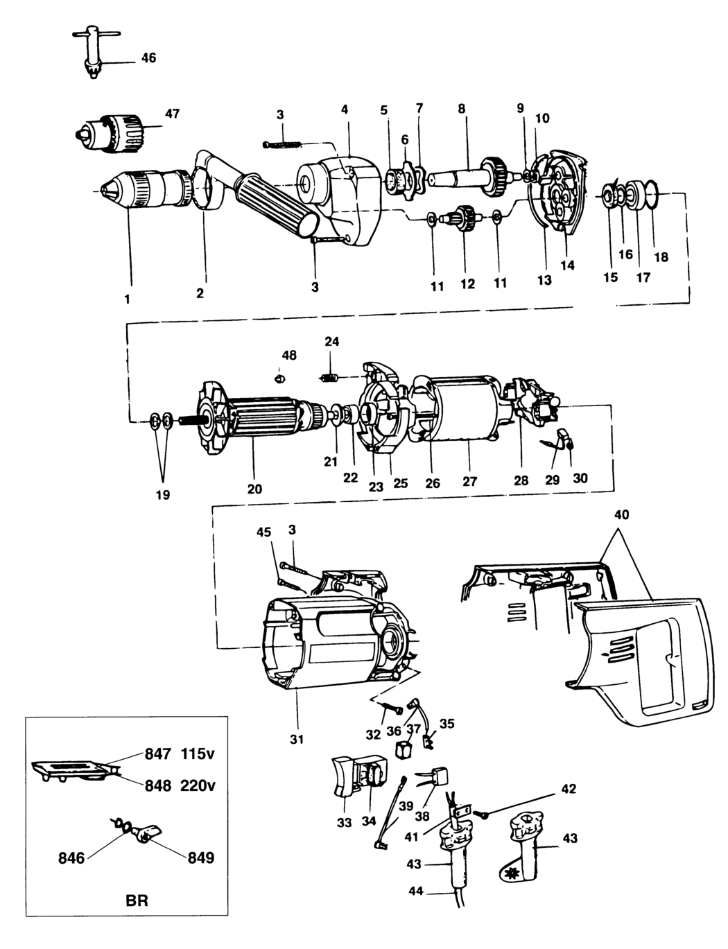 Black & Decker P1121 Type 1 Drill Spare Parts