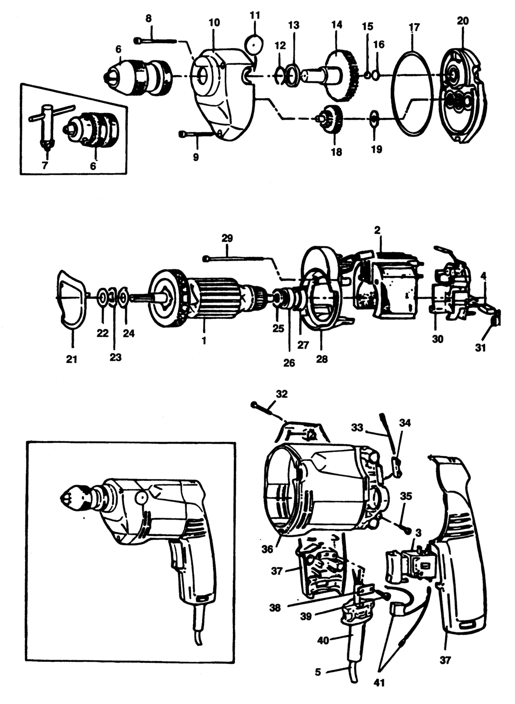 Black & Decker P1145 Type 1 Drill Spare Parts