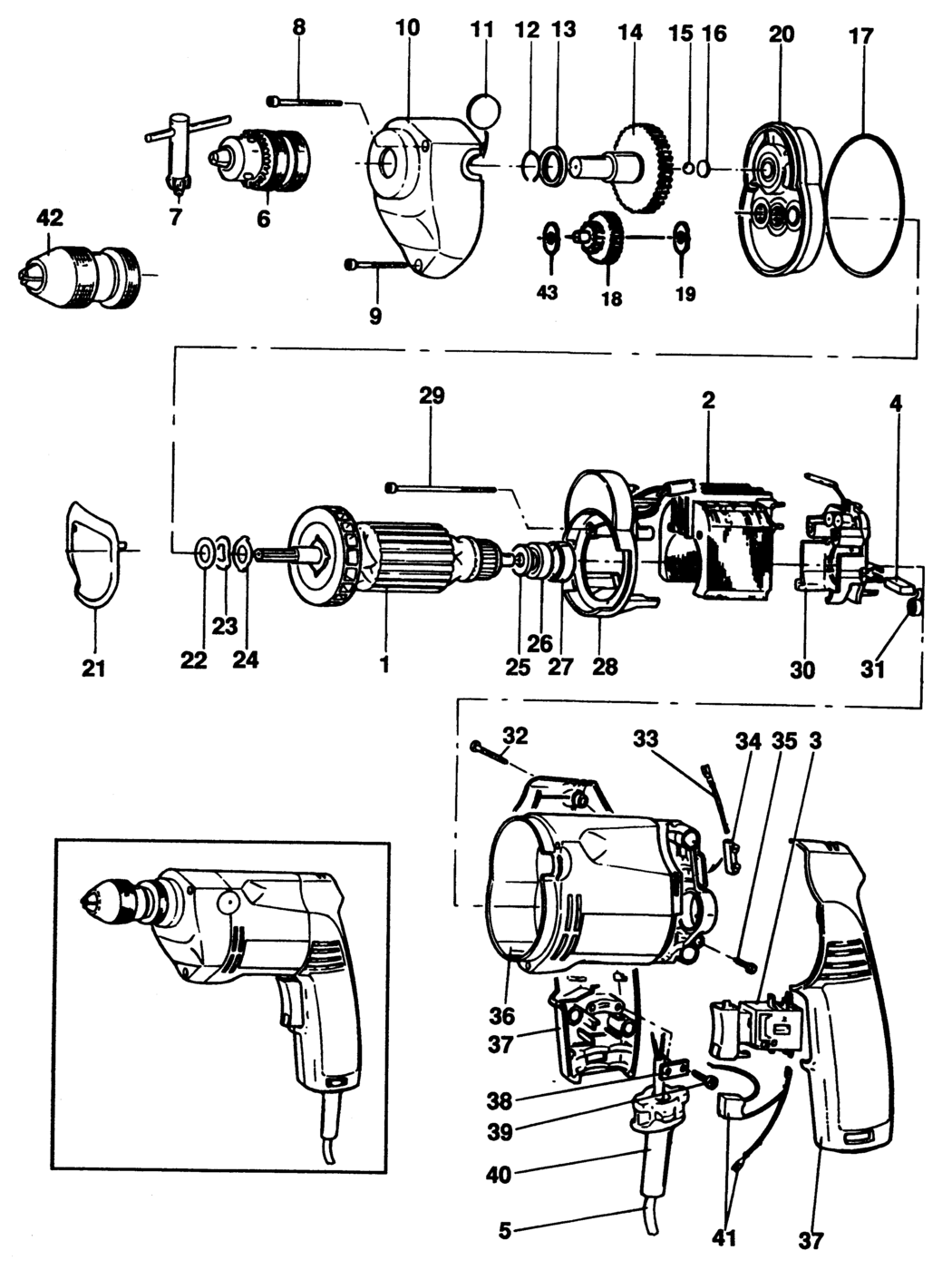 Black & Decker P1146 Type 1 Drill Spare Parts